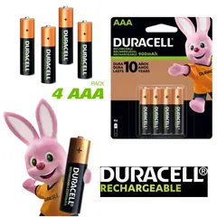 DURACELL - Pilas AAA recargables DURACELL 900mAh Blister x 4 Unidades baterias