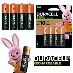 Duracell - Pilas AA recargables DURACELL 2500mAh Blister x 4 Unidades baterias