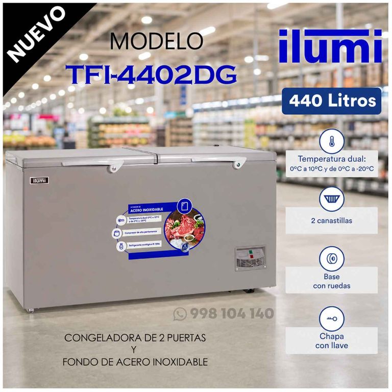 TFI-4402DG - Congelador Horizontal 440L Inox Ilumi