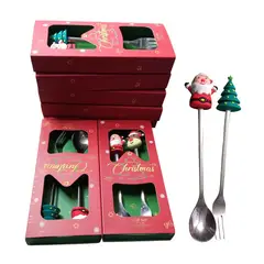 GENERICO - Set de cubiertos navideños para postre en cajita