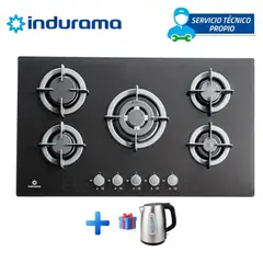 INDURAMA - ENCIMERA EMPOTRABLE A GAS GLP INDURAMA 5 HORNILLAS EGI-905VDNEG + HERVIDOR