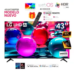 LG - Televisor 43 Pulg Ultra HD 4K AI ThinQ 43UA7300PSB + Control Inteligente MAGIC