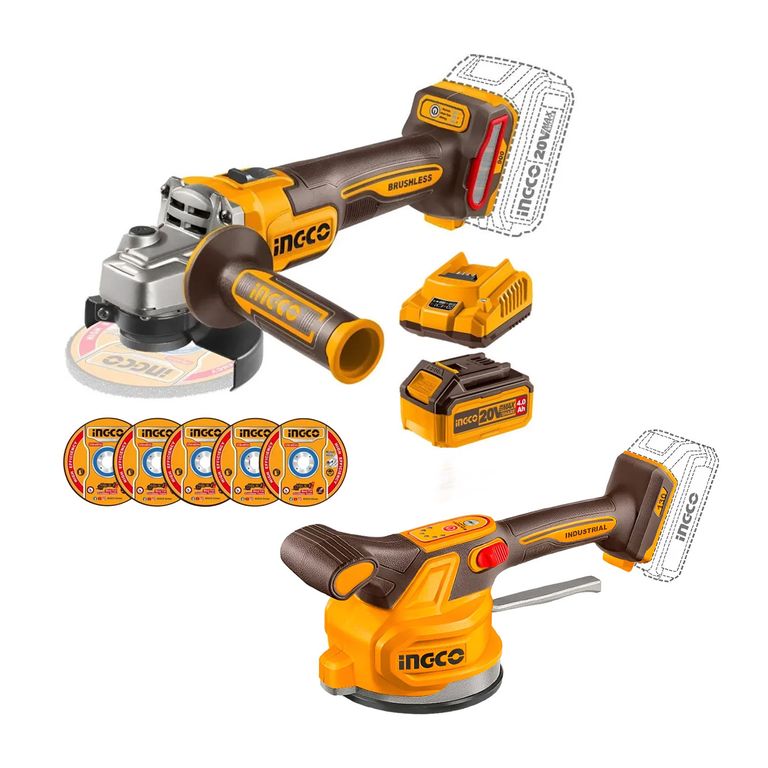 Amoladora Inalámbrica Brushless +vibradora Mayólica 20v 1bat