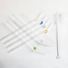 GENERICO - Set 6 Sorbetes de Vidrio con Flores + Escobilla de Limpieza