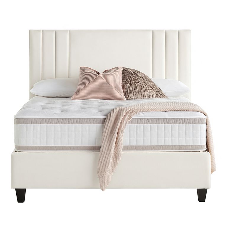 Cama Tapizada Listón Alba Ivory 2 Plazas