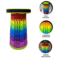 GENERICO - Silla Plegable Con 3 Seguros Con Centro Color Multicolor - Aleatorio