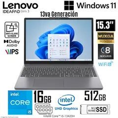 LENOVO - Laptop Lenovo IdeaPad Slim 3 Intel Core i5-13420H 16GB RAM 512GB SSD 15.3"  WUXGA IPS - 83K100C3LM