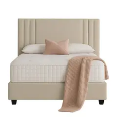 GENERICO - Cama Tapizada Listón Alba Beige 1.5 Plz