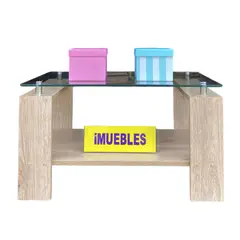 TEMEL - Mesa de Centro con Vidrio Color Damasco Modelo MISS  iMUEBLES