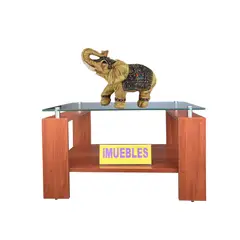 TEMEL - Mesa de Centro con Vidrio Color Cedro Modelo MISS - TEMEL