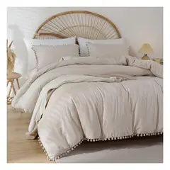 GENERICO - Funda plumón yul 100 % algodón bramante beige 200 hilos