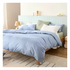 GENERICO - Funda plumón 100 % algodón bramante celeste 200 hilos