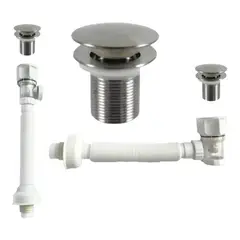 APACHE - Kit de Desagüe Push Flexible 1-14 para lavabo de Baño Blanco