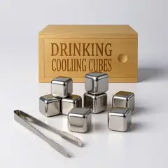 GENERICO - Cubos de Hielo Reutilizables de Acero Inoxidable + Pinza