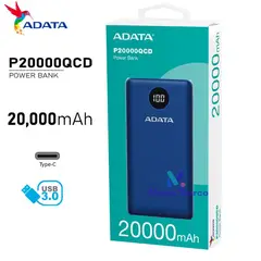 ADATA - BATERIA PORTATIL POWER BANK P20000QCD AZUL 20000 MHA/ ENTRADA TIPO C /P20000QCD-DGT-CDB