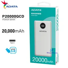 ADATA - BATERIA PORTATIL POWER BANK ADATA P20000QCD BLANCO 20000 MHA/ ENTRADA TIPO C /P20000QCD-DGT-CWH