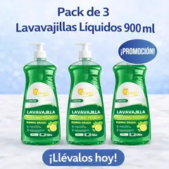 QUEEN - Pack x3 Lavavajillas Líquido 900 ml  AROMA LIMON Limpieza Eficaz y Rendimiento