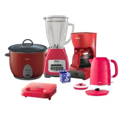 OSTER - Combo Licuadora + Arrocera + Hervidor + Sandwichera + Cafetera + Cuchilla