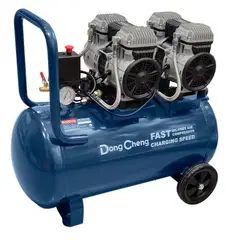 DONGCHENG - Compresora Silenciosa sin Aceite Industrial DQE1200x2/50L 50 Litros 2400W 3HP