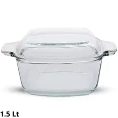 ICHIMATSU - Cacerola Cuadrada 1.5 Lt Vidrio con tapa-