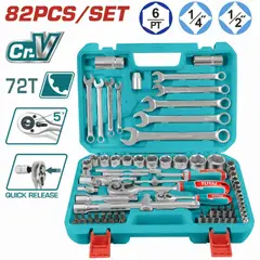 Total Tools - Juego De Dados De 82 Piezas De 1/4 Y 1/2 Total - THT421802