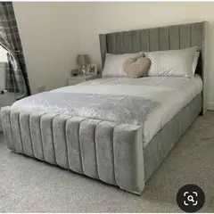 GENERICO - Cama Panel 2 Plazas - Gris Claro