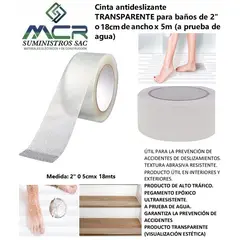 GENERICO - CINTA ANTIDESLIZANTE TRANSPARENTE DE 2 O 5CM DE ANCHO X 18M PRUEBA DE AGUA