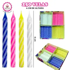 GENERICO - Kit de 250 Velas de Cumpleaños y Celebraciones para Repostería