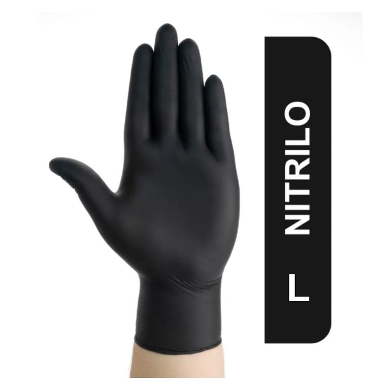 Guantes de Nitrilo Talla L Negro Caja x100 unidades