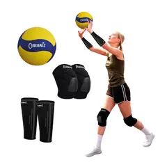 FUBBALL - KIT VÓLEY PRO - PELOTA DE CUERO PU + RODILLERAS CON GEL + MANGAS ADULTO