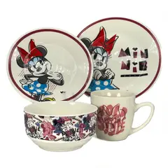 DISNEY CLASICOS - Set de Vajillas Minnie Mouse Rosa Disney 4 pzas