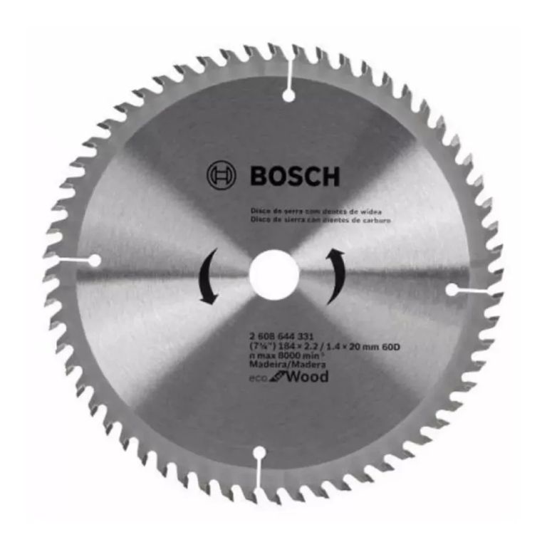 DISCO CARBURADO DENTADO CORTE MADERA 7-1/4" X 60 DIENTES - BOSCH