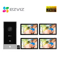 Ezviz - Kit Videoportero Inteligente Ezviz HP5 Full HD 2MP 3 Métodos Apertura 3 Monitores 64GB