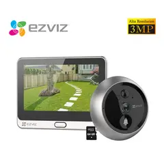 EZVIZ - Timbre mirilla DP2 2K 3MP Audio Bidireccional Pantalla táctil SD 64GB