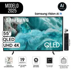 SAMSUNG - Televisor Samsung 55" Pulg.  QLED Smart UHD 4K Vision Ai QN55Q7FAAGX- Negro