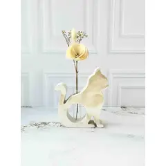 CONKRETE - Florero de Cemento Gato + Flores Preservadas