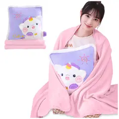 KELLER - Cojín Manta 2 en 1 Suave y Cálida con Diseño de Unicornio Lila P63