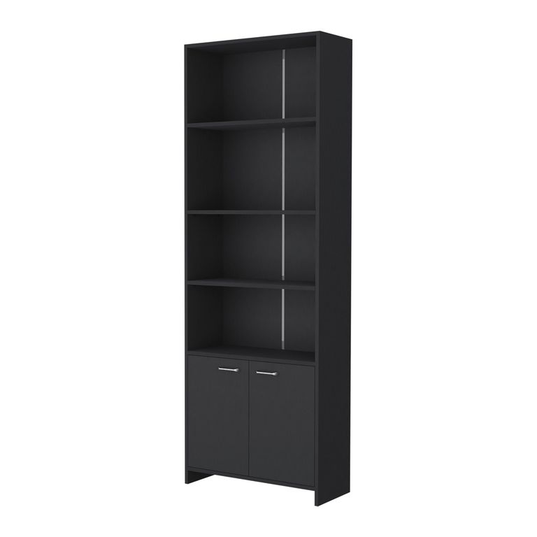 Biblioteca 2 Puertas 5 Repisas - Negro 180x63x26 cm