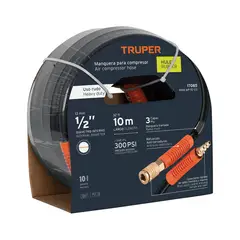 TRUPER - Rollo de 10 m de manguera 1/2´´ de hule para compresora,