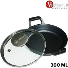 VICTORIA - Mini Cazuela Hierro 14 cm Esmaltada conTapa Vidrio-