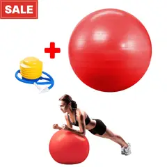 HOLGU - Pelota de Yoga Pilates Gym + Inflador Manual ROJO