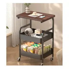 GENERICO - CARRITO DE 3 NIVELES CON TABLERO DE MADERA