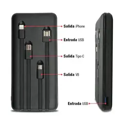 GENERICO - BATERÍA PORTÁTIL LANTUN 10000MAH TYPE-C MICRO V8 LIGHTNING Y USB