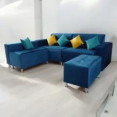 GENERICO - Mueble seccional Londres 3 cuerpos 1 banqueta + 2 cojines de regalo