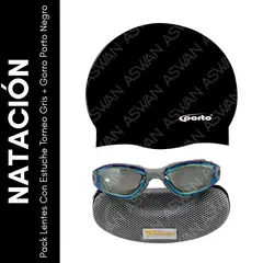 GENERICO - Pack Lentes Con Estuche Torneo Gris + Gorro Porto Negro