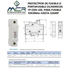 CHINT - PORTAFUSIBLE CILINDRICOS 1P CON LED PARA FUSIBLES 10X38MM