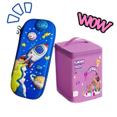 GENERICO - PACK DE 24 PLUMONES MARCADORES TOUCH + CARTUCHERA ASTRONAUTA