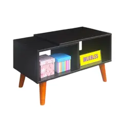 TEMEL - Mesa de Centro Wengue para Sala Mesa con patas Vintage