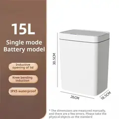 GENERICO - Tacho de Basura Inteligente 15L Tapa Automática Blanco