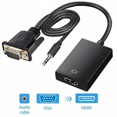 GENERICO - Adaptador Vga A Hdmi Para Pc Con Audio Hd 1080p Convertidor